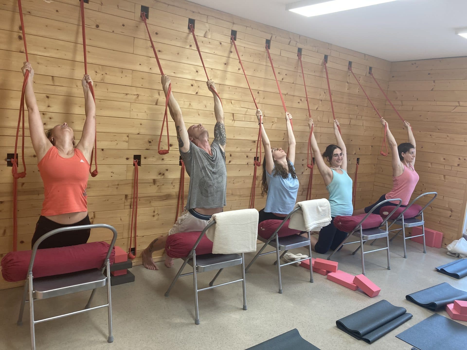 Retreat — group class with ropes wall