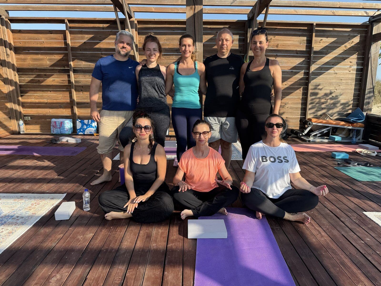 Retreat group photo on the yoga deck